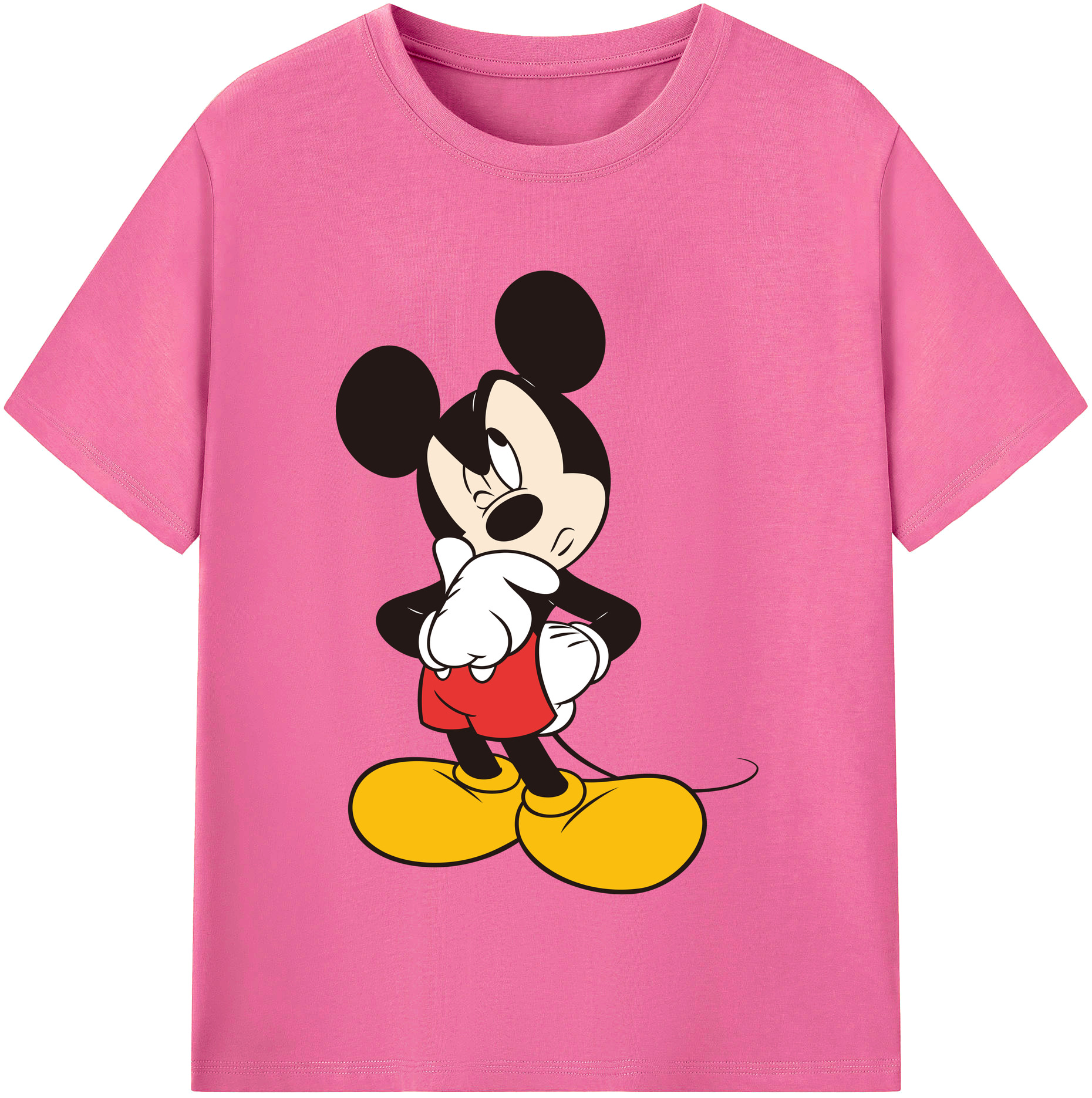 （画像用） ミッキーマウス Mickey Mouse レディースカジュアルプリントTシャツ（綿100％）